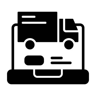 Beyaz sırt gorandlı kamyon simgesi, vektör illüstrasyonuName  