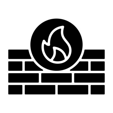 Beyaz sırt gorandası üzerinde güvenlik duvarı simgesi, vektör illüstrasyonu  