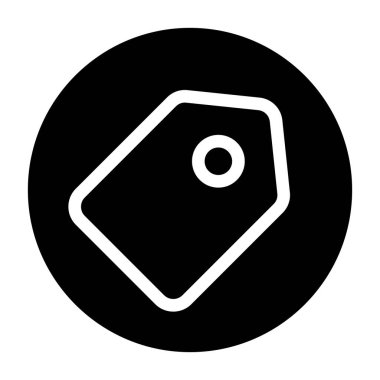 Etiket simgesi, siyah işaret beyaz arkaplanda izole edildi