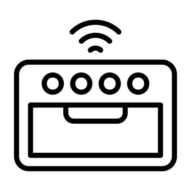 Akıllı fırın simgesi beyaz arka gorund, vektör illüstrasyonu  