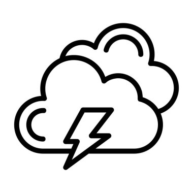 Hafif Gök Gürültüsü simgesi beyaz sırtlı, vektör illüstrasyonu  