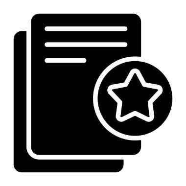 Favorite Document icon, black sign isolated on white background