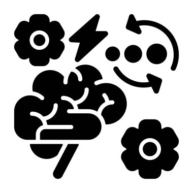 Beyaz geri gorund üzerine beyin yükleme simgesi, vektör illüstrasyonu  