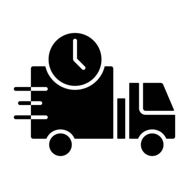 Beyaz sırt çantasındaki Hızlı Teslim simgesi, vektör illüstrasyonu  