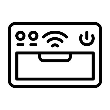 Akıllı fırın simgesi beyaz arka gorund, vektör illüstrasyonu  