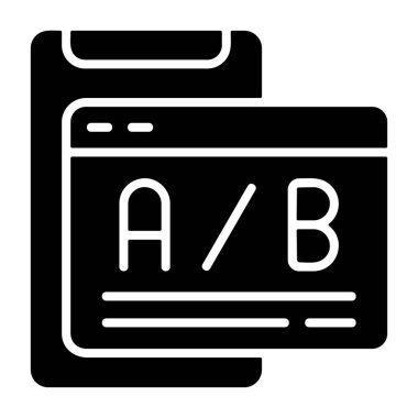 Beyaz sırt gorandası üzerinde bir B test simgesi, vektör illüstrasyonu  