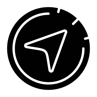 Beyaz geri gorund üzerindeki pusula simgesi, vektör illüstrasyonu  