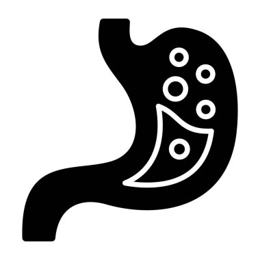 Gastroenteroloji simgesi beyaz sırtlı, vektör illüstrasyonu  