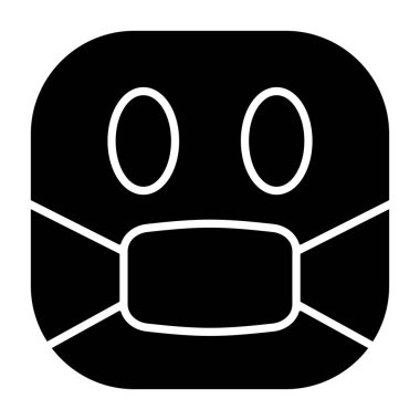 Tıbbi Maske simgesi vektör illüstrasyonuyla yüz 