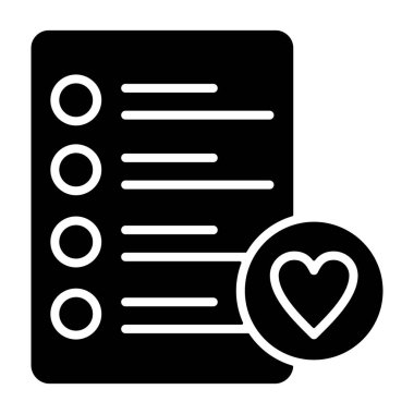 Beyaz geri gorund üzerindeki dilek listesi simgesi, vektör illüstrasyonu  