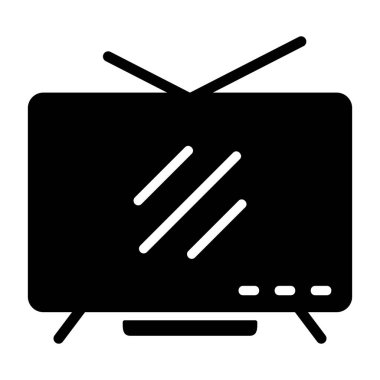 Beyaz sırtlı televizyon simgesi, vektör illüstrasyonu  