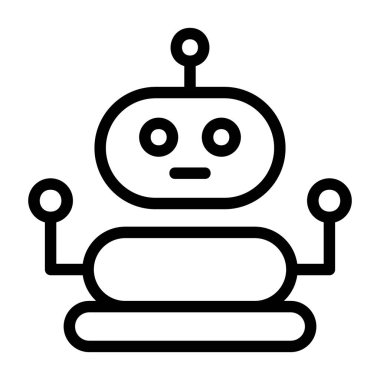 AI Robot icon, black sign isolated on white background