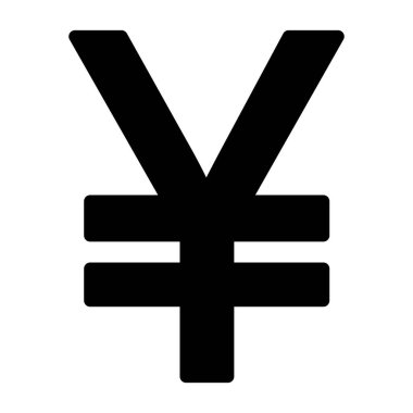 Yen Symbol icon, black sign isolated on white background