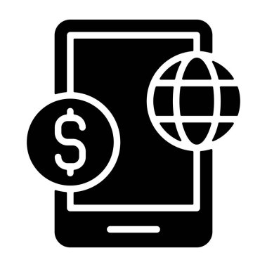 Online Banking icon, black sign isolated on white background