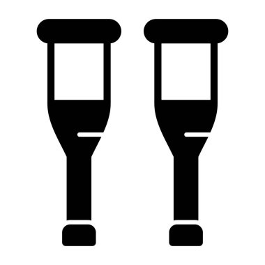Crutches icon, black sign isolated on white background