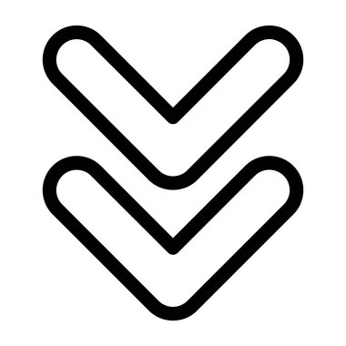 Chevron Double Down icon, black sign isolated on white background