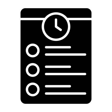 Sipariş Geçmişi simgesi, siyah işaret beyaz arkaplanda izole