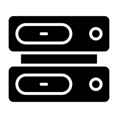 Sunucu simgesi, siyah işaret beyaz arkaplanda izole edildi