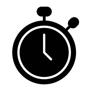 Stopwatch simgesi, siyah işaret beyaz arkaplanda izole edildi 