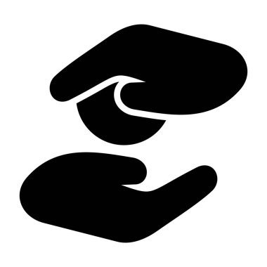 Give Back icon, black sign isolated on white background 