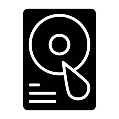 Hard Drive icon, black sign isolated on white background 