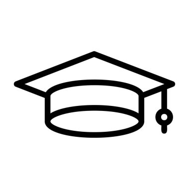 Graduation Cap icon, black sign isolated on white background 