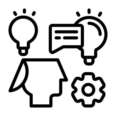 Alıcı Zihin simgesi, siyah işaret beyaz arkaplanda izole edildi 