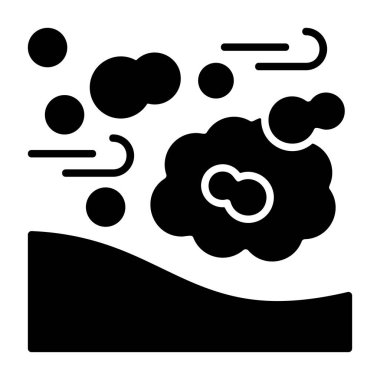 Kum fırtınası simgesi, siyah işaret beyaz arkaplanda izole edildi