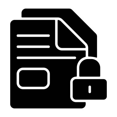 Beyaz geri gorund, vektör illüstrasyonunda kilitlenmiş dosya simgesi  