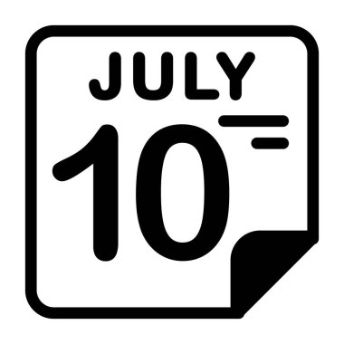 10 Temmuz takvim simgesi, vektör illüstrasyonu