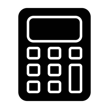 Calculator icon, black sign isolated on white background 