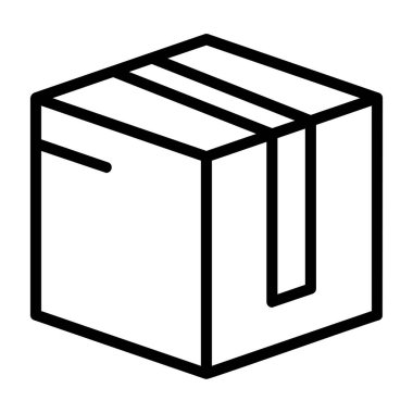 Paket Kutusu simgesi, siyah işaret beyaz arkaplanda izole edildi