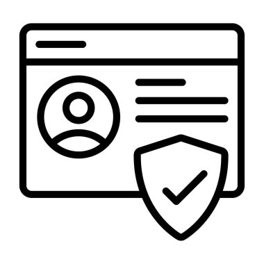 Çevrimiçi Gizlilik simgesi, siyah işaret beyaz arkaplanda izole edildi