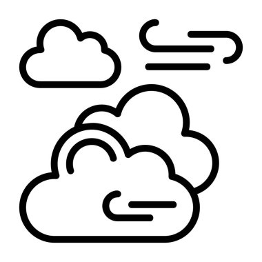 Strong Winds icon, black sign isolated on white background 