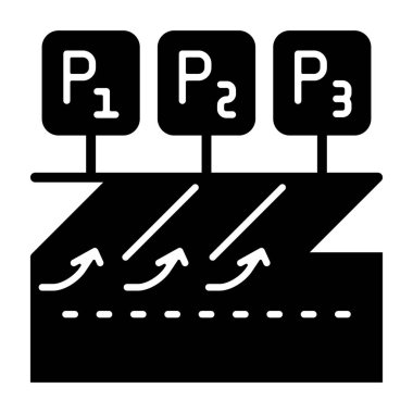 Park alanı numaralandırma simgesi, beyaz arkaplanda siyah işaret izole edildi 