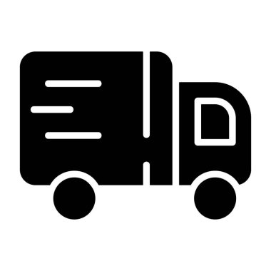 Delivery Truck icon, black sign isolated on white background 