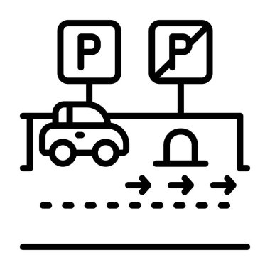 Reserved parking icon, black sign isolated on white background 