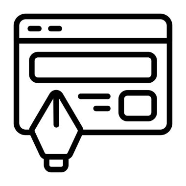 Web sitesi tasarım simgesi, siyah işaret beyaz arkaplanda izole edildi  