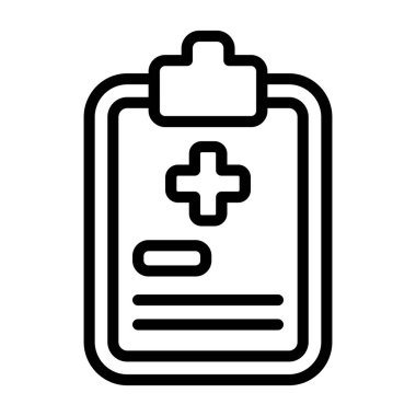 Tıbbi Pano simgesi, siyah işaret beyaz arkaplanda izole edildi  