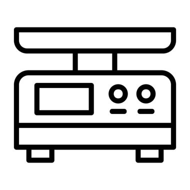 Elektronik Ölçek simgesi, siyah işaret beyaz arkaplanda izole edildi  