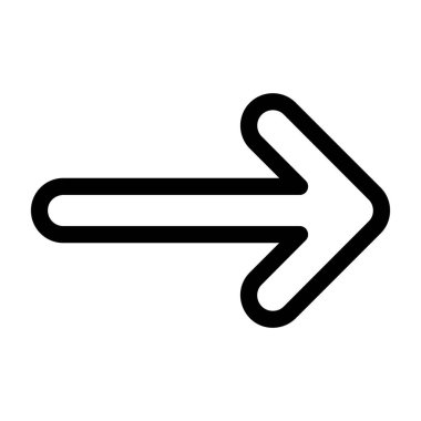 Beyaz arkaplanda Arrow Uzun Sağ simgesi, vektör illüstrasyonu 