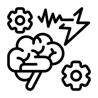 Beyin dalgası simgesi, siyah işaret beyaz arkaplanda izole edildi  