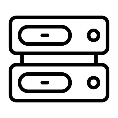 Sunucu simgesi, siyah işaret beyaz arkaplanda izole edildi  