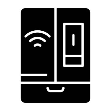 Akıllı Buzdolabı simgesi vektör çizimi