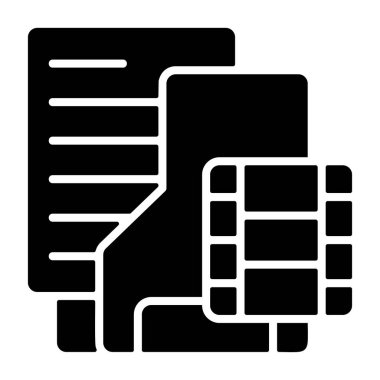 Beyaz arka gorund üzerindeki video dizini simgesi, vektör illüstrasyonu  