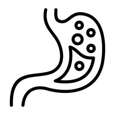 Gastroenteroloji simgesi, siyah işaret beyaz arkaplanda izole edildi  