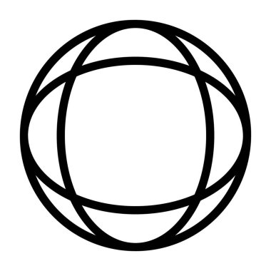 Küre simgesi, siyah işaret beyaz arkaplanda izole edildi  