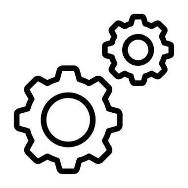 Ayarlar simgesi, siyah işaret beyaz arkaplanda izole edildi  