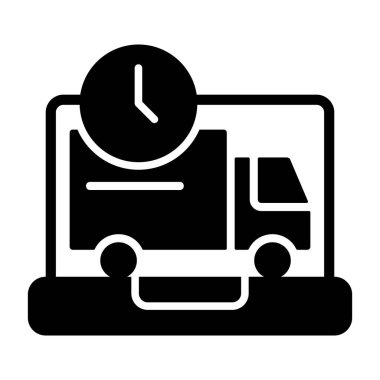 Hızlı Sevkiyat simgesi, siyah işaret beyaz arkaplanda izole edildi  