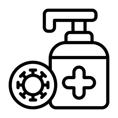 Antiseptik simge, siyah işaret beyaz arkaplanda izole  